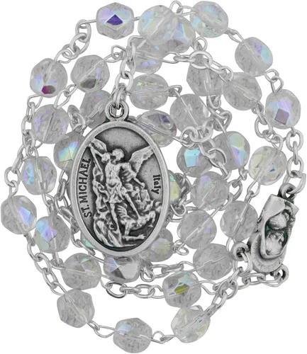 Miniatura 3 de Venerare Chaplet tradicional de San Miguel con tarjeta de oración, Vidrio Metal Papel Madera