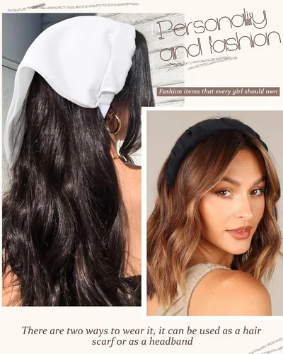 Miniatura 4 de HAIMEIKANG Diademas florales para mujer, bandanas bohemias para el cabello, bufanda, pañuelo triangular, bandas para el cabello de color sólido