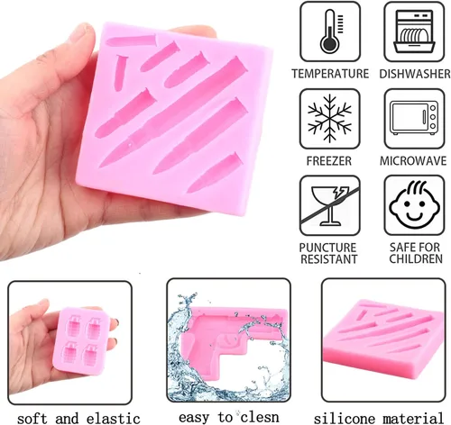 Miniatura 2 de ZiXiang Moldes de silicona para pistola, ametralladora, molde de fondant, moldes de silicona para decoración de pasteles, decoración de cupcakes