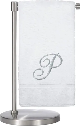 Miniatura 123 de Script R - Toalla de baño con monograma, regalo personalizado, 27 x 54 pulgadas, juego de 1 toalla bordada con texto dorado, 100% algodón turco