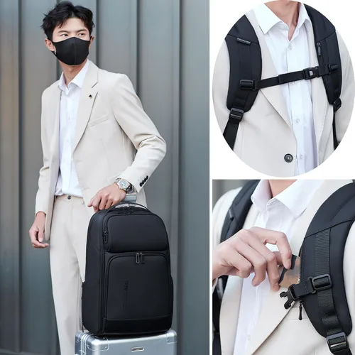 Miniatura 6 de Mochila para portátil de 17 pulgadas para hombre de FENRUIEN, Negro, 17 pulg.