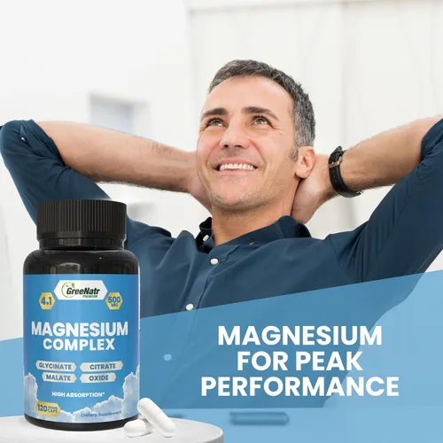 Miniatura 7 de GreeNatr Suplemento Complejo de Magnesio – Suplementos de magnesio con glicinato, citrato, malato y óxido – Tabletas de magnesio para la digestión