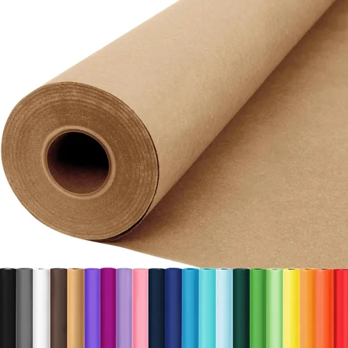 Miniatura 10 de Papel de regalo marrón, rollo de papel kraft, papel decorativo para manualidades de 15 x 450 pulgadas, papel de embalaje para suministros de envío