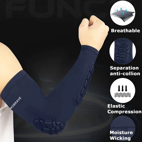 Miniatura 4 de Hobrave Mangas acolchadas para brazos, paquete de 2 almohadillas de protección de compresión para codo y antebrazo a prueba de golpes para marino