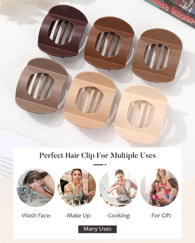 Miniatura 7 de AWAYTR 6 pinzas planas para el cabello para mujer, pinzas curvadas de agarre fuerte para cabello fino, pasadores de plástico antideslizantes