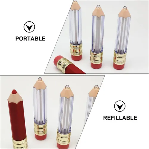 Miniatura 9 de DOITOOL 20 unidades de mini recipientes vacíos de brillo de labios reutilizables transparentes en forma de lápiz vacío para brillo de labios frascos