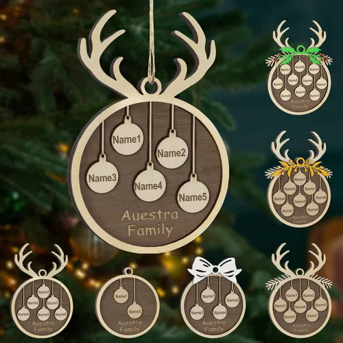 Miniatura 51 de Adornos de Navidad personalizados, familia de 1 nombre, adornos de Navidad de madera personalizados, decoración personalizada, decoración de árbol
