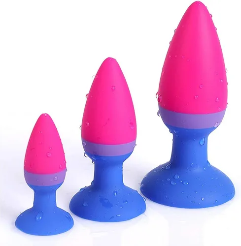 Miniatura 2 de FST Juego de 3 tapones anales de silicona para entrenamiento anal, con potente ventosa, juguete sexual anal para principiantes