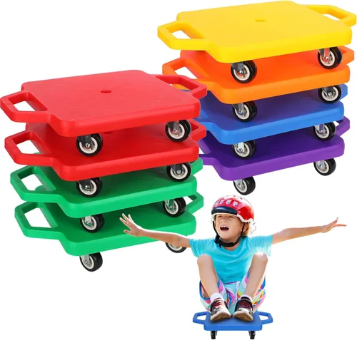 Jerify 8 piezas de patineta deportiva para niños con ruedas de plástico que no se dañan, educación física para el hogar, equipo de juego escolar
