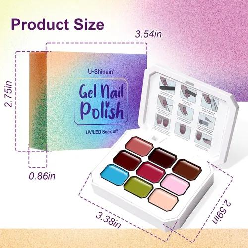 Miniatura 8 de Juego de esmaltes de gel con gradiente, 9 colores ombre, esmalte de gel para uñas rojo, marrón, azul claro, rosa, esponjado para pigmento, Pat Aura