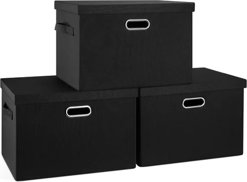 Miniatura 55 de Graciadeco Contenedores de almacenamiento plegables grandes de 17 pulgadas y 36 cuartos de galón con tapas, paquete de 3 cajas de almacenamiento