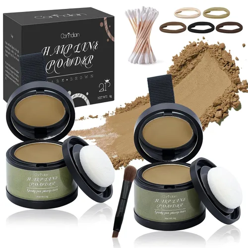 Miniatura 23 de Paquete de 2 polvos de línea capilar para mujeres y hombres, se utiliza para retoques de raíces, color de cabello, adelgazamiento y cobertura