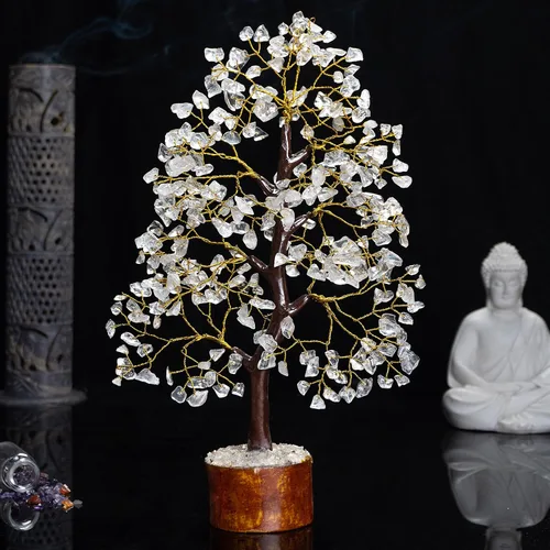 Miniatura 8 de Crocon Árbol de la vida de cristal de cuarzo transparente, chakra para energía positiva, decoración de Feng Shui, árbol bonsái de dinero con piedras