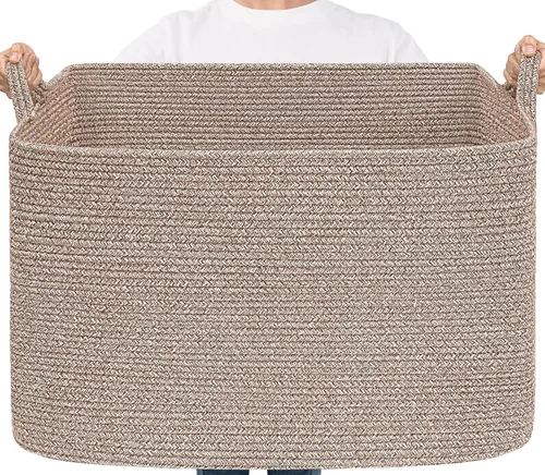 Miniatura 12 de Goodpick Cesta Grande de Almacenamiento de Juguetes, Cestas de Cuerda de Algodón Gris Contenedor de Almacenamiento de Juguetes para Bebé, Niños