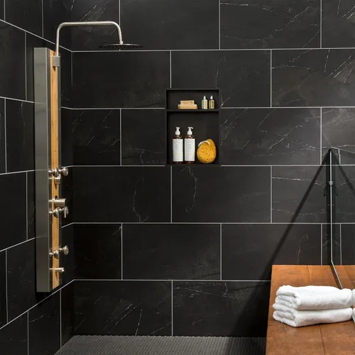 Miniatura 4 de Palisade Kit envolvente de ducha y bañera de azulejos de vinilo entrelazados de 25.6 pulgadas x 14.8 pulgadas en hielo negro Negro (Black Ice)