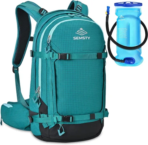 Miniatura 9 de SEMSTY Mochila de hidratación de esquí de 25 litros con vejiga de agua de 2 L, arnés aislado, mochila impermeable para viajes de snowboard, esquí