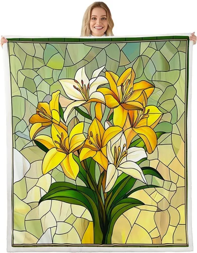 Miniatura 30 de Manta de cama de margaritas blancas, manta de franela rústica con flores florecientes de jardín natural para decoración de habitaciones, manta