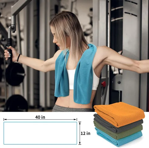 Miniatura 7 de YESLIFE Paquete de 4 toallas refrescantes de 40 x 12 pulgadas, toallas de gimnasio para hombres y mujeres, toallas de entrenamiento suaves y Negro