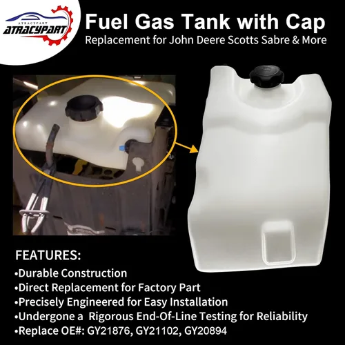 Miniatura 2 de Depósito de combustible con tapa Compatible con John Deere Scotts Sabre L100 L110 L120 L130 L105 L118 L111 L108 y más Reemplazo#: GY21876