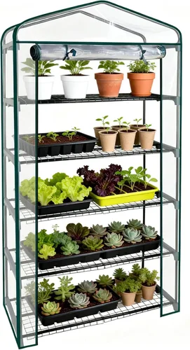 Miniatura 10 de Worth Garden Mini Invernadero de 4 Niveles - 63'' Alto x 27'' Largo x 19'' Ancho - Estantes de Jardinería Portátiles Resistentes con Cubierta de PVC