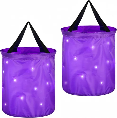Miniatura 6 de 2 bolsas de dulces de Halloween con luz LED, bolsas de fiesta de Halloween, multiusos, reutilizables, bolsas para Halloween para dulce o dulce Verde