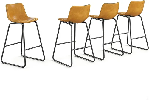 Miniatura 25 de Bar Stools Set of 2, 26 Inches Counter Height Bar Stools with Back, Modern Faux Leather Barstools with Metal Legs and Footrest, Bar Chairs for