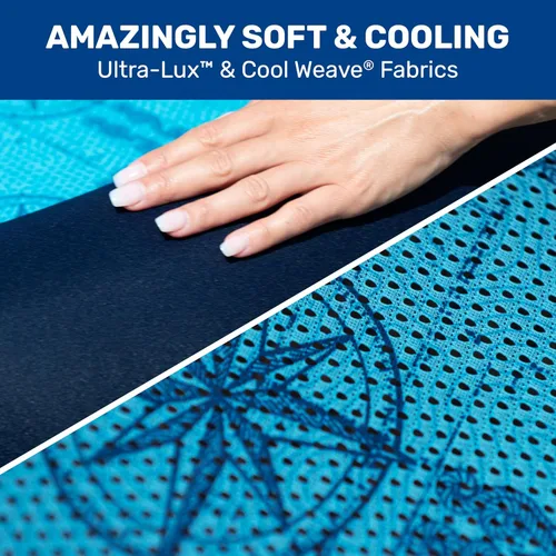 Miniatura 3 de Aqua Luxury - Colchón inflable extralargo para piscina, flotador con reposacabezas, respaldo y reposapiés, diseño azul marino/azul claro
