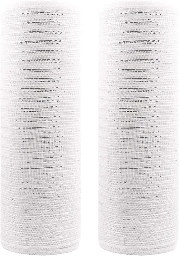 Miniatura 6 de Cinta de malla de polietileno de 83.3 x 30.8 ft con lámina metálica cada rollo para coronas, lazos de envoltura y proyectos de decoración, 2 rollos