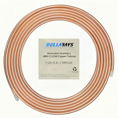Miniatura 8 de BELLA BAYS Tubería de Cobre 3/8" DE x 0.320" DI x 25 pies, 99.9% C12200 ASTM B280 Tubería ACR de Refrigeración Sin Costuras Bobina Suave Redonda T2