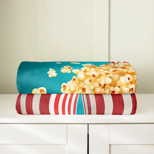Miniatura 4 de Manta de felpa con diseño de palomitas de maíz, para niños, niñas, adolescentes, cine para todas las estaciones, manta de cama transpirable a