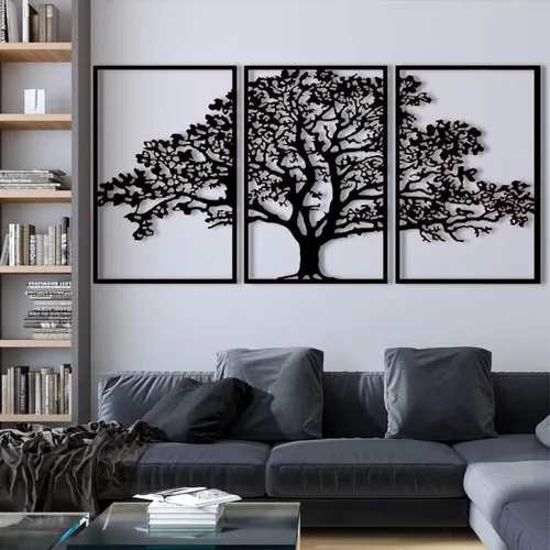 Miniatura 2 de Arte de pared de metal – Arte de pared de metal de árbol de la vida de 3 piezas, decoración de pared de árbol de metal grande, decoración de pared