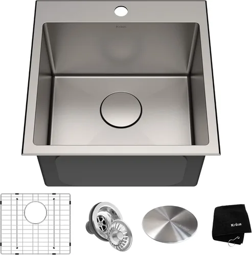 Miniatura 20 de Kraus Standart PRO - Fregadero de cocina de acero inoxidable de calibre 16 con tazón individual para bar, montaje superior/inferior de 18 pulgadas
