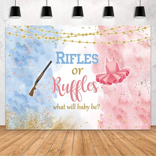 Miniatura 22 de MEHOFOND Fondo de revelación de género azul y rosa de 5 x 3 pies, decoración de fiesta de niño o niña, fondo de fotografía, acuarela, oro rosa