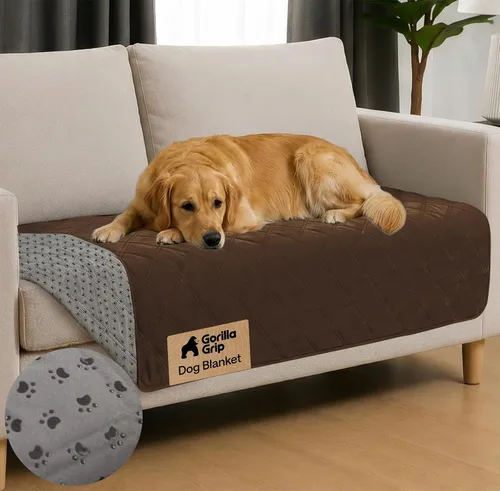 Miniatura 48 de GORILLA GRIP® Manta impermeable para perro, funda de sofá a prueba de fugas para perros, parte trasera de agarre de silicona, protege el sofá