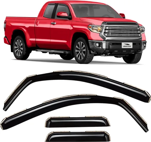 Voron Glass Protectores de lluvia extra duraderos en canal para camiones, Toyota Tundra 2007-2021, doble cabina, deflectores de ventana, viseras de