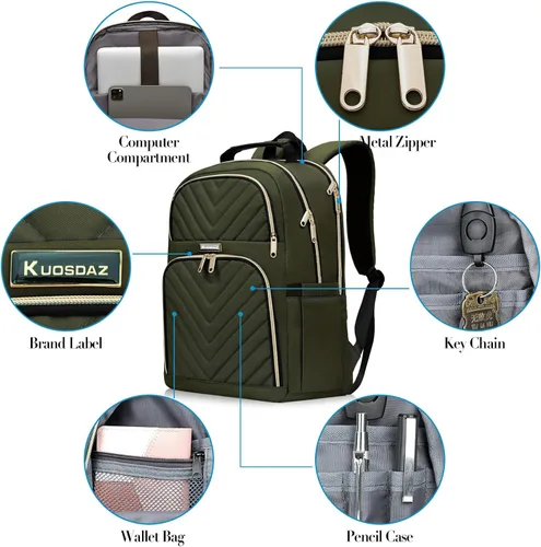 Miniatura 6 de Mochila de viaje para laptop, mochila escolar para adolescentes, niñas, niños, mochila universitaria acolchada grande de 15.6 pulgadas para mujeres