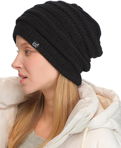 Miniatura 51 de C.C Winter Oversized Beanie Hat with Fuzzy Lining – Thick Knit Thermal Beanie for Cold Weather, Soft Warm Fleece Lined Cap
