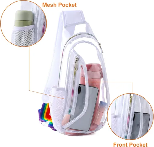 Miniatura 4 de Edraco Bolsa transparente aprobada para estadios, bolsa transparente en el pecho para senderismo, estadio o conciertos