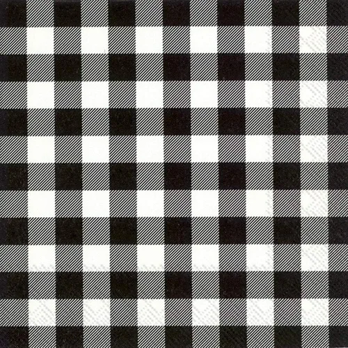 Boston International IHR Servilletas de papel de 3 capas, tamaño de almuerzo de 20 unidades, color negro a cuadros