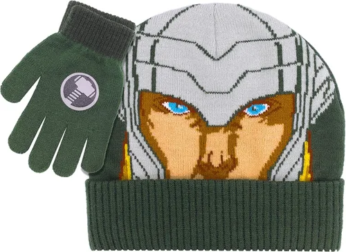 Marvel Avengers - Juego de sombreros de invierno y guantes de nieve para niños y niños pequeños con lindos guantes y gorro suave, pompones esponjosos