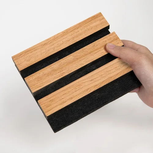 Miniatura 23 de Paquete de 6 paneles de pared de madera acústica, 94.5 x 8 pulgadas cada uno panel de pared insonorizado, paneles de listones de madera estriada 3D
