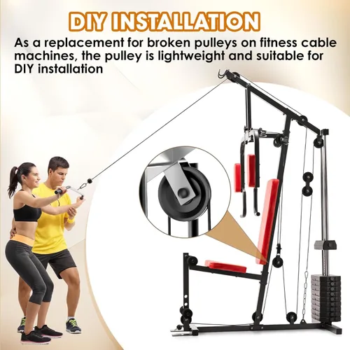 Miniatura 6 de Rueda de polea de cable de 115mm/4.5", accesorio universal de polea de rodamiento de nailon para gimnasio, sistema de polea de peso de reemplazo