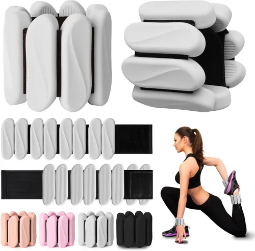 Miniatura 8 de Pesas de muñeca, paquete de 2 pesas de tobillo para muñeca para mujeres y hombres, brazaletes de silicona ajustables de 2 libras para brazo y pierna