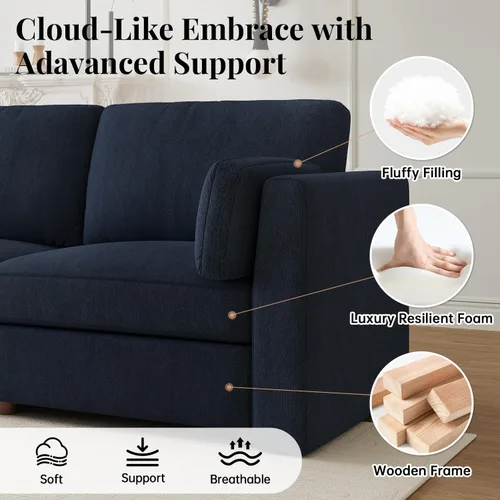 Miniatura 5 de Sofá biplaza extragrande de 83.5 pulgadas, sofás para sala de estar, sofá nube de felpilla de asiento profundo, sofá modular seccional, funda