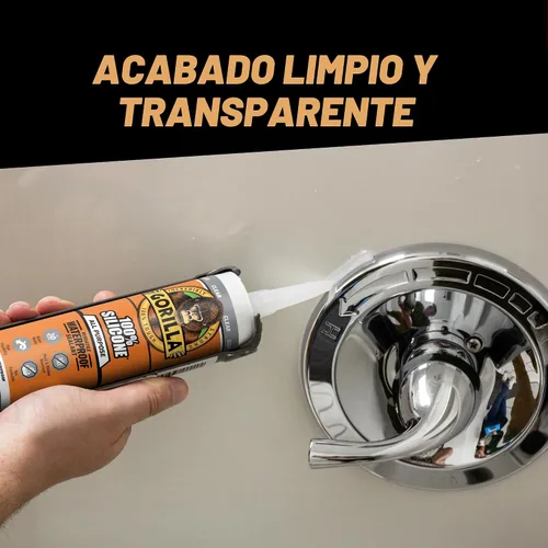 Miniatura 6 de Gorilla Sellador de silicona impermeable para calafatear y sellar, cartucho de 10 onzas (paquete de 1), sellador de calafateo transparente
