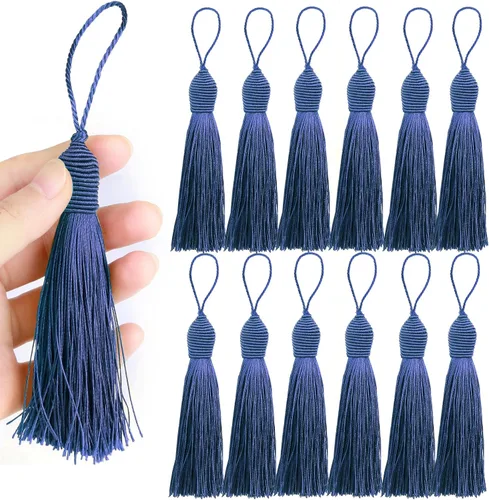 Miniatura 19 de 30 borlas de costura hechas a mano para manualidades, borlas suaves y sedosas de 5.7 pulgadas con lazo de cordón de 2.6 pulgadas para decoración