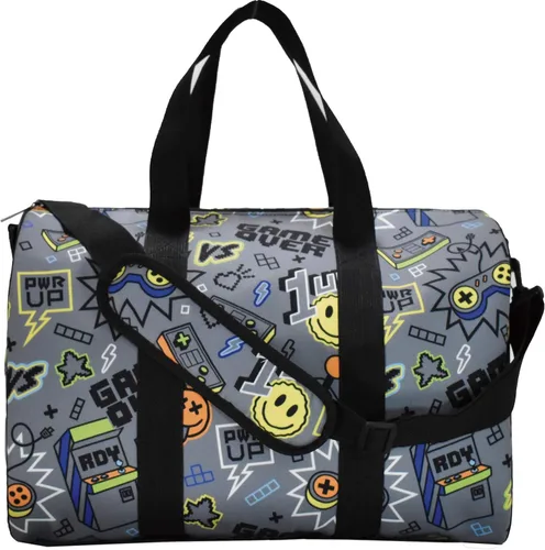 iscream Bolsa de lona de 17 x 11 x 11 pulgadas para deportes y viajes con correa ajustable, colección Bold Moves, Gamer vintage, Casual