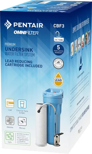 Miniatura 3 de Pentair OMNIFilter CBF3 Sistema de filtración de agua, sistema de filtro de una etapa premium de 10 pulgadas, certificado NSF para reducir