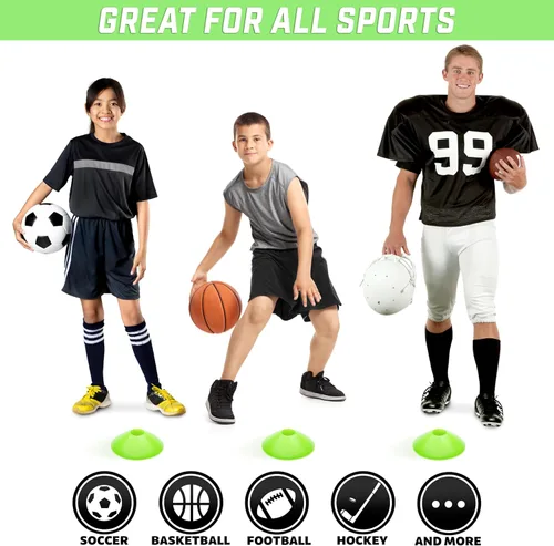 Miniatura 6 de GoSports - Conos deportivos premium para entrenamiento de agilidad y ejercicios - Paquete de 20 unidades con bolsa - Naranja, verde, rosa, amarillo