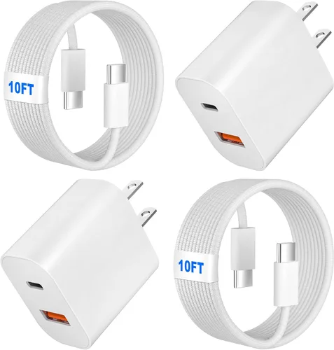 Miniatura 7 de Cargador A/C de doble puerto para iPhone 17 16 15, doble cargador USB A/C, bloque de carga rápida, paquete de 2 cargadores USB C rápidos de carga
